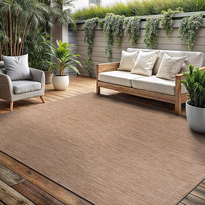 Washable Indoor Outdoor Rug 8x10 Weather Resistant Area Rugs Modern Solid Jute - Image 4