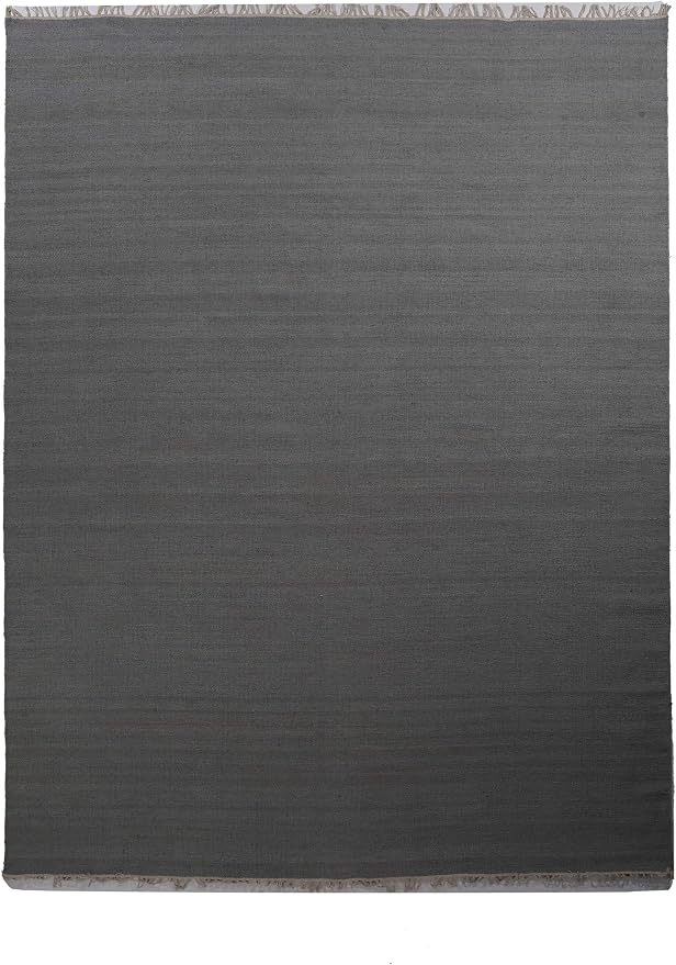 Rugsotic Carpets Hand Woven Flat Weave Kilim Wool 4'x6' Area Rug Solid Charcoal - Image 2