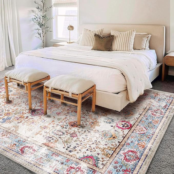 5'x7' Washable Vintage Area Rug Traditional Floor Cover Foldable Kitchen Accent - Image 2