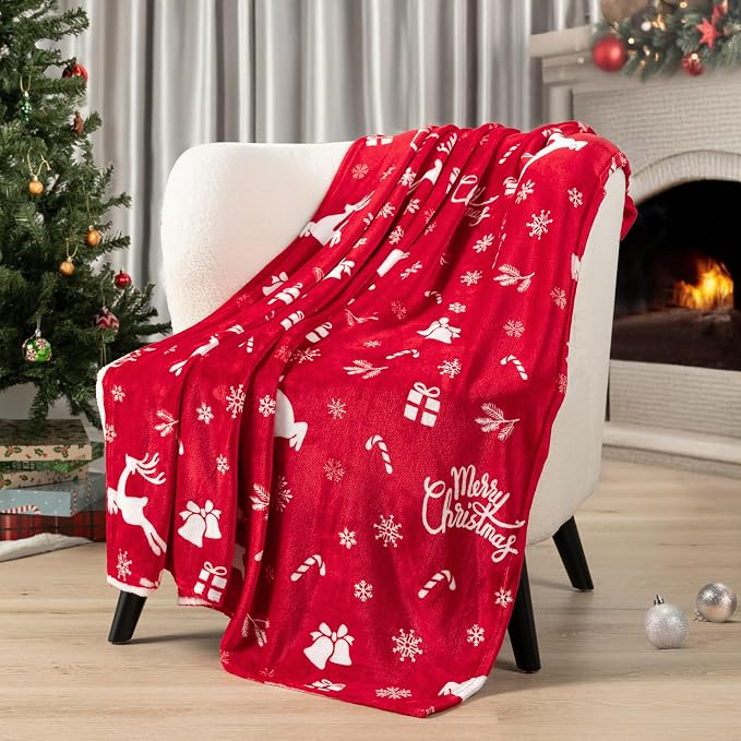 PAVILIA Christmas Throw Blanket | Holiday Christmas Reindeer Snowflakes Fleece - Image 2