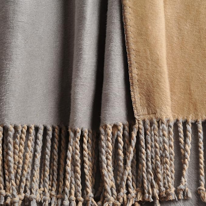 EP Mode Reversible Fringed Mulberry Silk Throw Blanket - Image 6