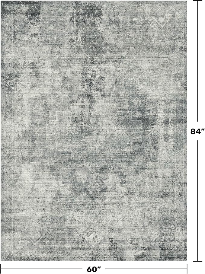 Slate Blue Abstract 5x7 Rug for Office - Image 2