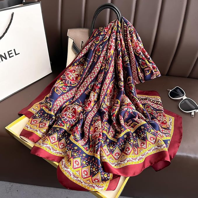 Fashion Scarves Scarf 100% Silk Feeling Scarf Silk Like Scarves Long - Image 4