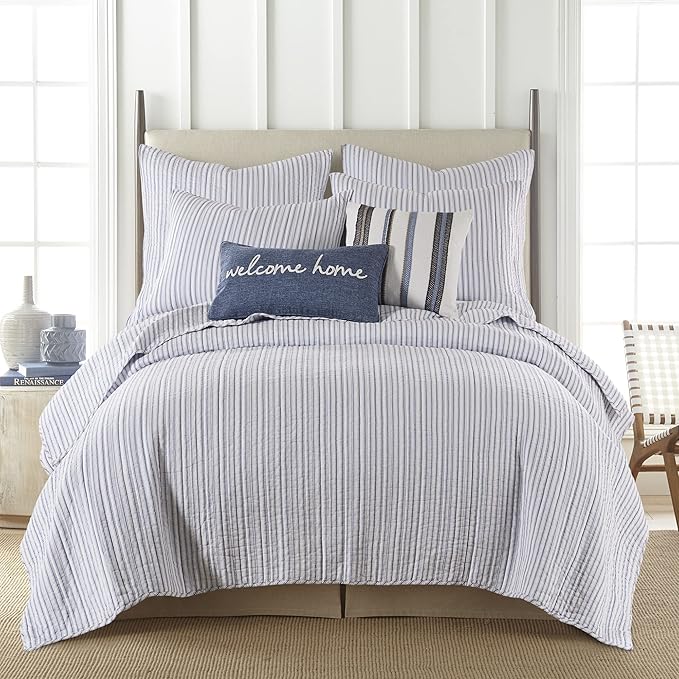 Levtex Home - Tobago - Decorative Pillow - Welcome Home - Blue and White - Image 4