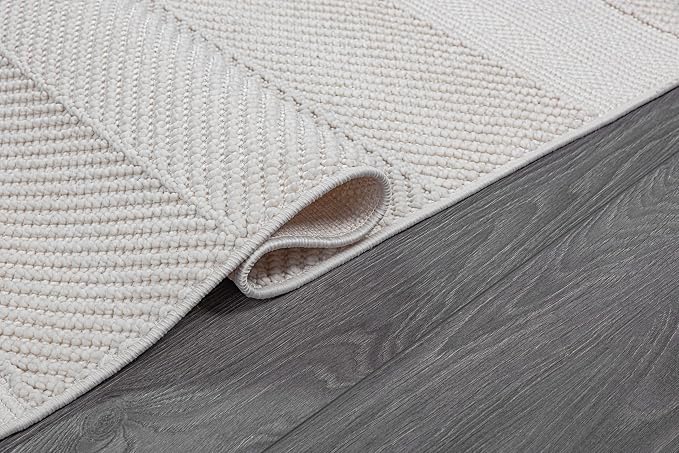 Beverly Rug Micro Loop Area Rug White 5x7 Modern Luxury Soft Boho Geometric - Image 7