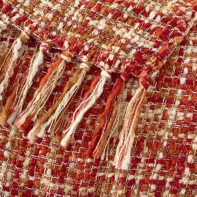 Multi-Color Dark Red Cable Knitted Throw Blanket - Image 4