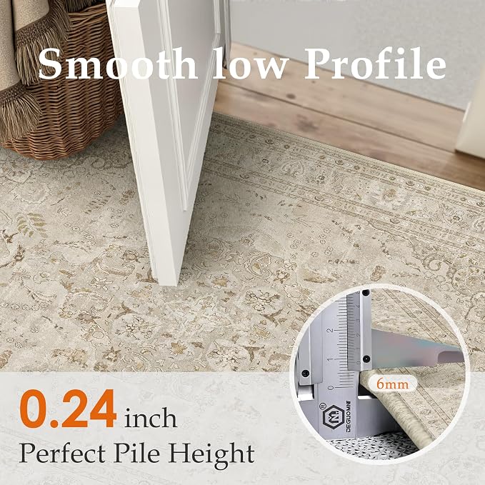 Brown 2x3 Area Rug Washable Vintage Small Carpet - Image 2