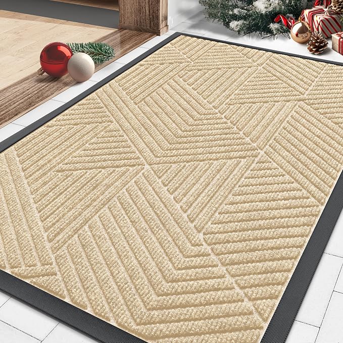 Smiry Front Door Mat Outside Entrance, Heavy Duty Sturdy Natural Rubber Doormat by Smiry