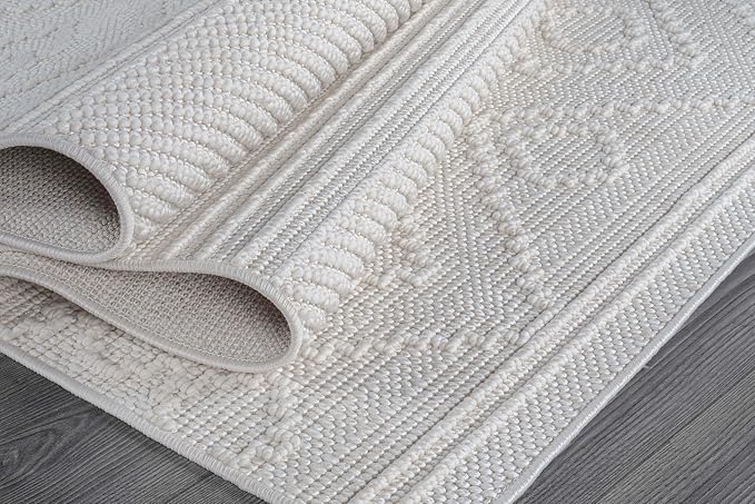 Beverly Rug Micro Loop Area Rug White 8x10 Modern Luxury Soft Boho Geometric - Image 6