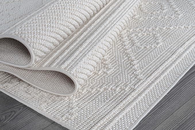 Beverly Rug Micro Loop Large Area Rug White 9x12 Modern Luxury Boho Geometric - Image 4