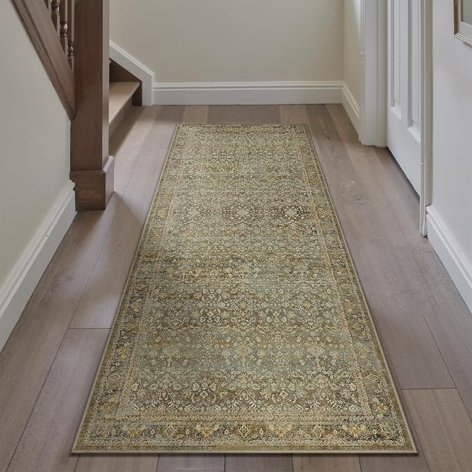 Runner Rug 2x8 Brown Hallway Washable Kitchen Vintage Carpet Non Slip Long - Image 4