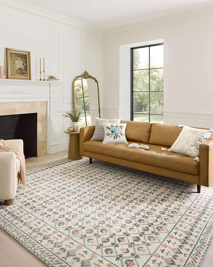 Loloi Rifle Paper Co. Eden Collection EDE-03 Lattice Ivory 2'-6" x 9'-6" Runner by Loloi
