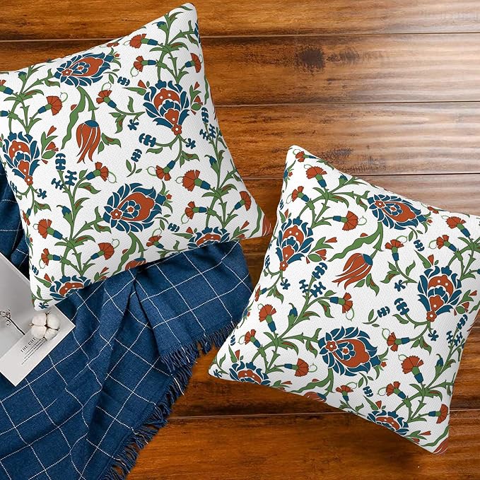 Throw Pillow Cover Case Vintage Floral Pillow Covers 16x16 Inch Set of 2 - Image 7