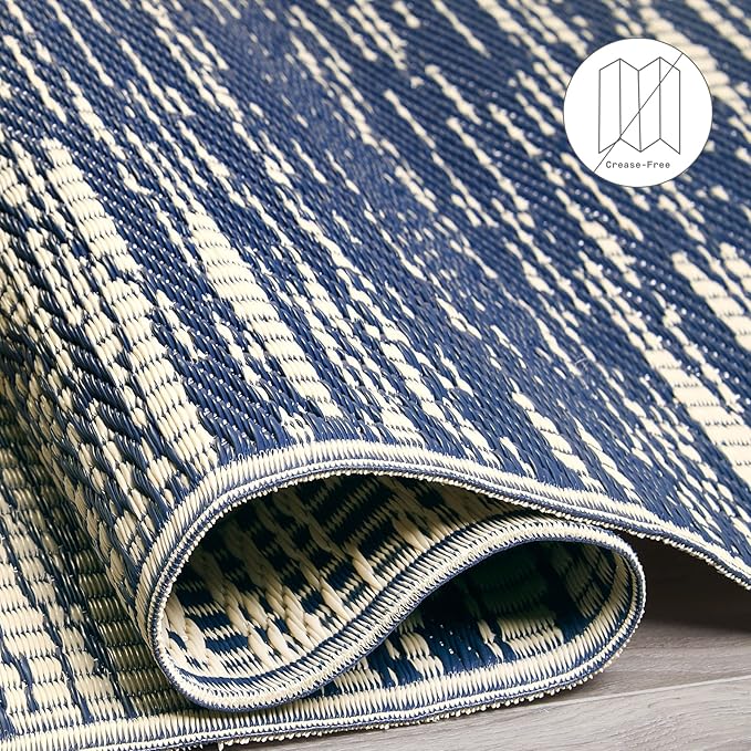 Fab Habitat Abstract Distressed Stripes Outdoor Rug - Image 6