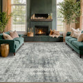 Large Slate Blue Rug for Dining Room Table by HazoHaus