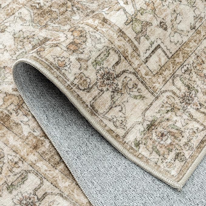Brown Area Rug 9x12 Vintage Washable Distressed Living Room Carpet Large Indoor - Image 8