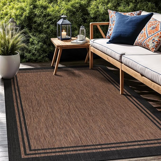 Bordered Outdoor Rug 5x7 Washable Outside Carpet - Image 7