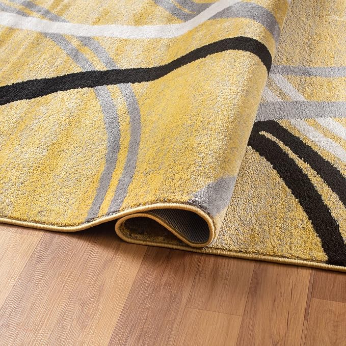 Rugshop Wavy Circles Design Area Rug, Non-Shedding Carpet - Image 3