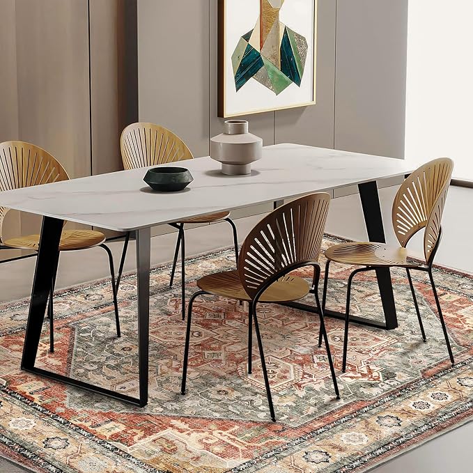 3'x5' Red Khaki Vintage Washable Thin Area Rug Traditional Floor Cover Foldable - Image 2
