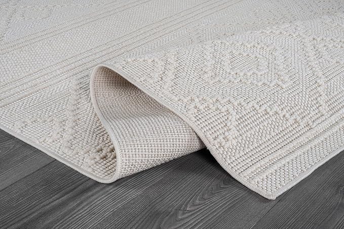 Beverly Rug Micro Loop Area Rug White 6x9 Modern Luxury Soft Boho Geometric - Image 4