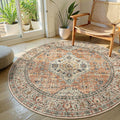Lahome Oriental Washable Round Area Rug, Non-Slip Round Rugs 6ft Ultra-Thin by Lahome