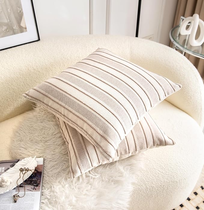 Decorative Boho Throw Pillow Covers, Farmhouse Textured Pillow Case, 18 x 18 - Image 3