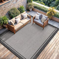CAMILSON Indoor Outdoor Rug, 6x9 Bordered Gray Modern Area Rugs by CAMILSONIndoorOutdoorAreaRugs