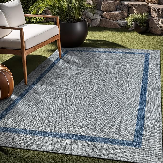Bordered Outdoor Rug 6x9 Washable Outside Carpet - Image 8
