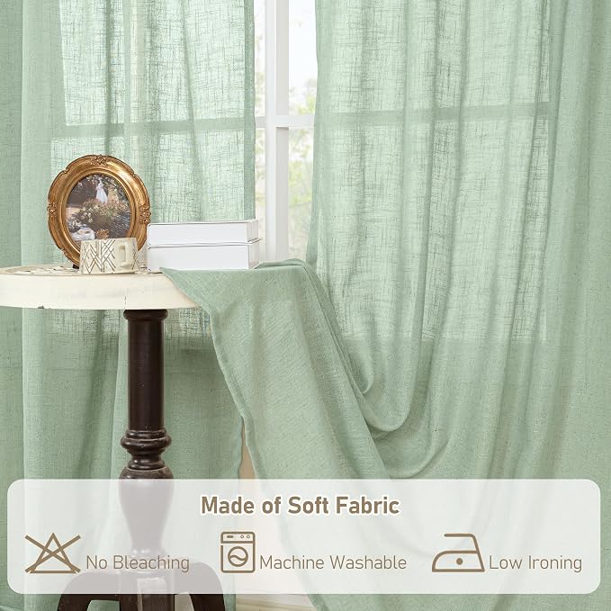 LAMIT Fresh Green Linen Curtains - Image 8