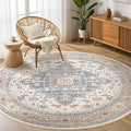 Round Rug Living Room Rugs: 4x4 Washable Boho Neutral Large Circle Soft Indoor by LOONGRUG