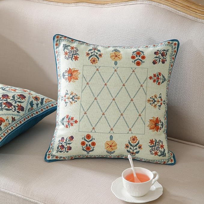 ISAENNE Design Square Linen Throw Pillow Covers 18"x18" Pack of 2, Living Room - Image 2