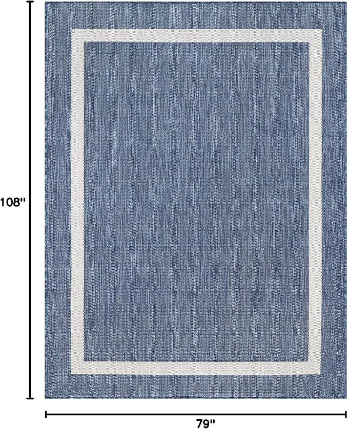 Bordered Outdoor Rug 6x9 Washable Outside Carpet - Image 2