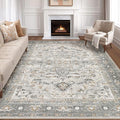 8x10 Area Rugs Living Room: Washable Boho Large Neutral Vintage Soft Rug Stain by LOONGRUG