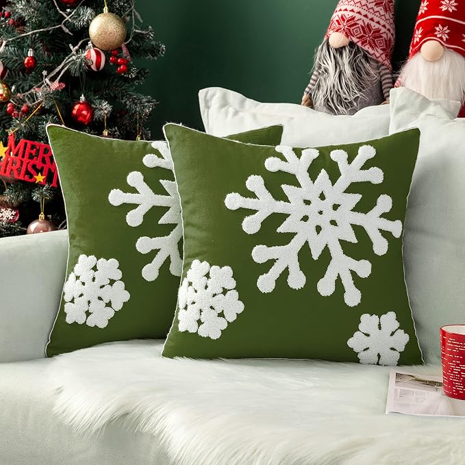 MIULEE Pack of 2 Christmas Decorative Snowflake Throw Pillow Covers Canvas by MIULEE