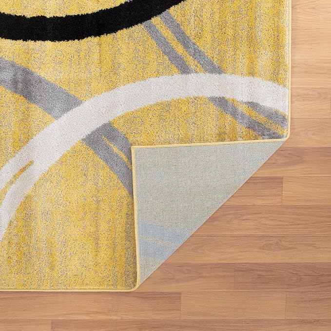 Rugshop Wavy Circles Design Area Rug, Non-Shedding Carpet - Image 5