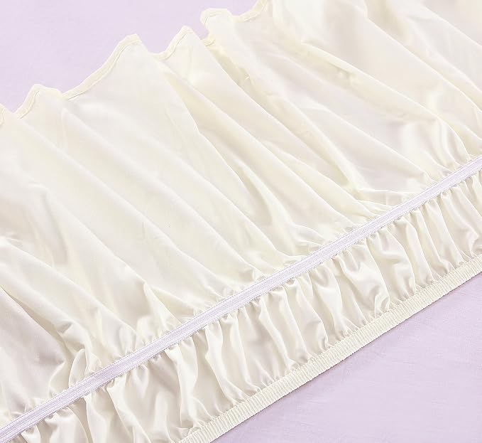 MEILA Wrap Around Bed Skirt Three Fabric Sides Elastic Dust Ruffled 18 Inch - Image 5