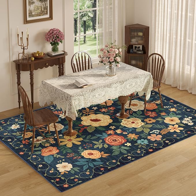 DUKINO 5x7 Area Rug, Floral Rugs - Image 4