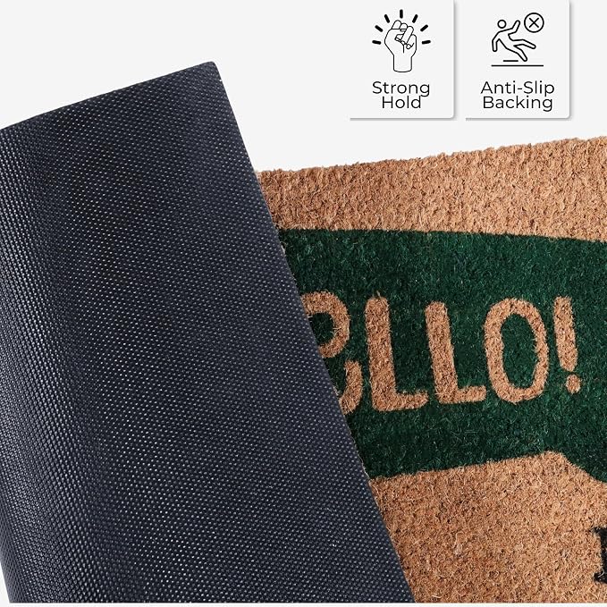 Coir Door Mats 17" X 30", Non-Slip Sturdy, PVC Backed Heavy Duty, Hello Cactus - Image 7