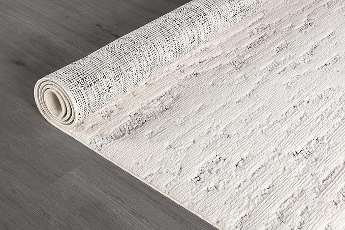 Beverly Rug Micro Loop Area Rug White/Gray 6x9 Abstract Modern Luxury - Image 5