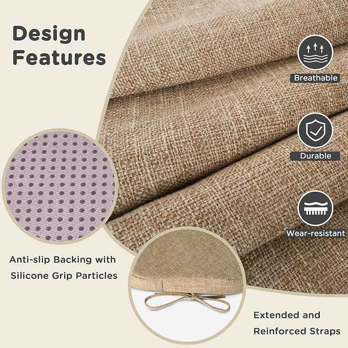 AddGrace Chair Cushions for Dining Chairs Set of 6 Windsor Kitchen Chair - Image 6
