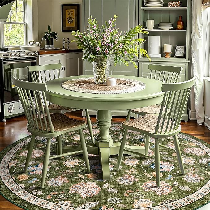 jinchan Elora 8ft Floral Round Rug by JINCHAN