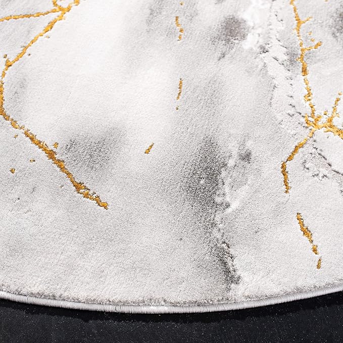 SAFAVIEH Craft Collection 12' Round Grey/Gold CFT877F Modern Abstract - Image 3