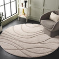 SAFAVIEH Florida Shag Collection 8' Round Cream/Beige SG471 Abstract Wave by SAFAVIEH