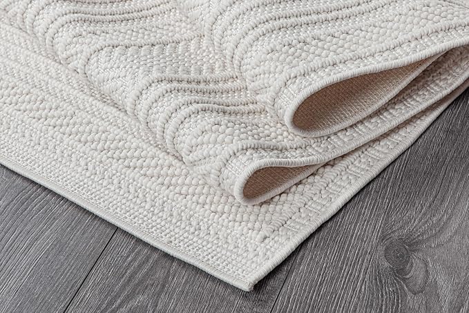 Beverly Rug Micro Loop Large Area Rug White 10x14 Modern Luxury Circle - Image 8
