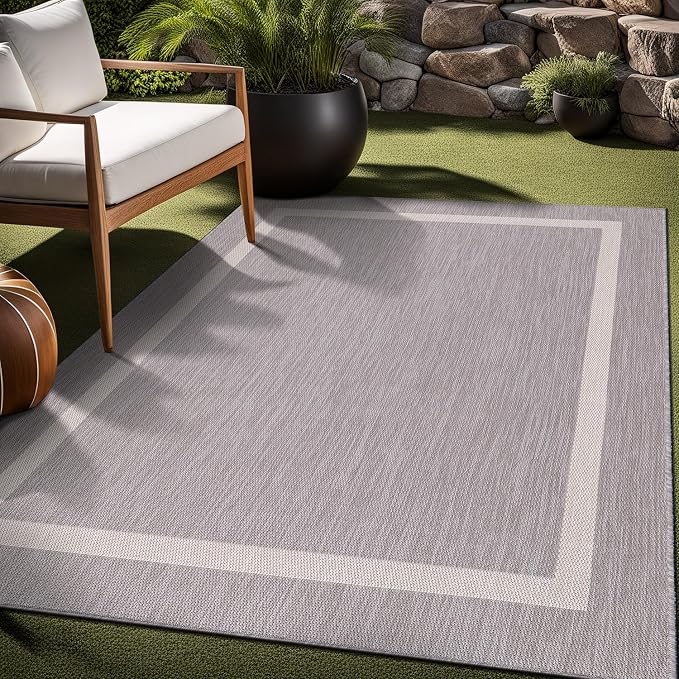 Bordered Outdoor Rug 8x10 Washable Outside Carpet - Image 9