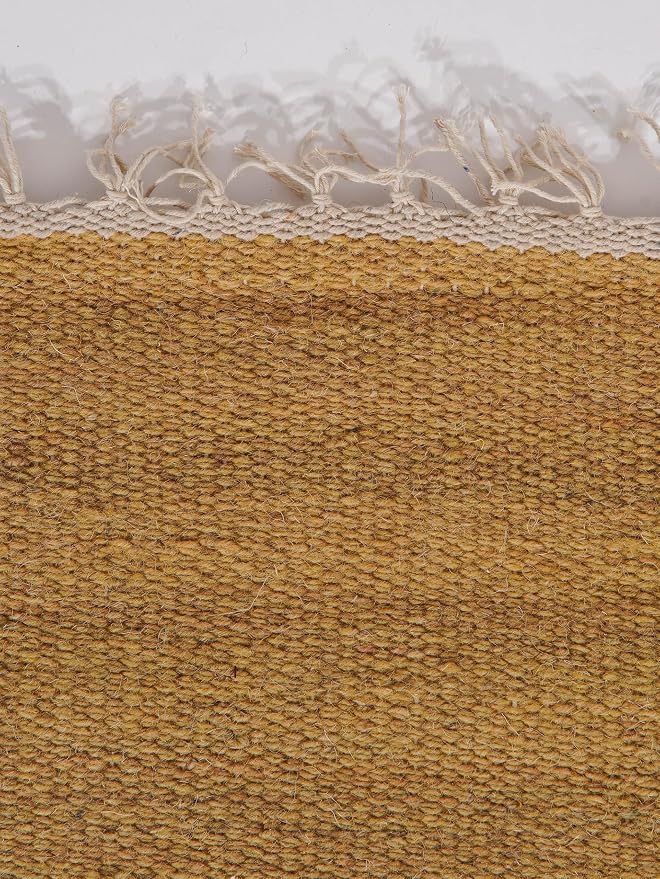 Rugsotic Carpets Hand Woven Flat Weave Kilim Wool 4'x6' Area Rug Solid Gold - Image 4