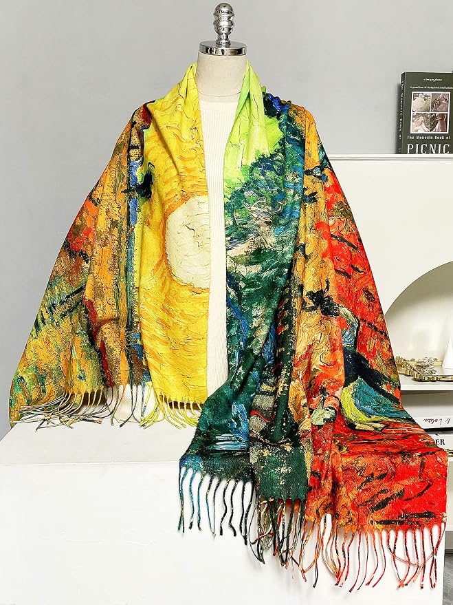 VENVSBEE Reversible Scarf Soft Large Shawl Wrap Blanket Double Sided Art Print - Image 3