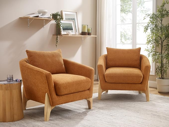 VANOMi Accent Chair 31" Oversized Reading Chair Comfy Upholstered Boucle Lounge - Image 3