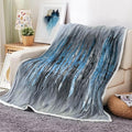 Abstract Throw Blankets, Modern Blue Gold CrackNon Cozy Warm Bed Couch Blanket by Uokiuki