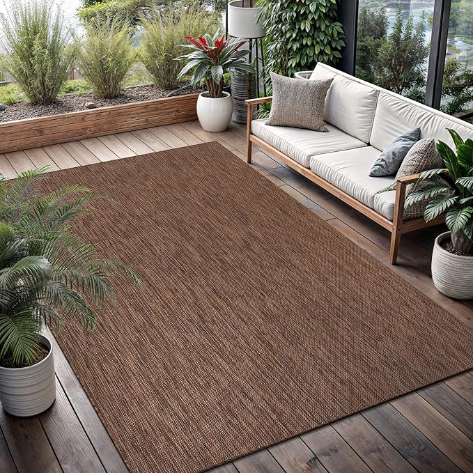 Washable Indoor Outdoor Rug 9x12 Weather Resistant Area Rugs Modern Solid - Image 5